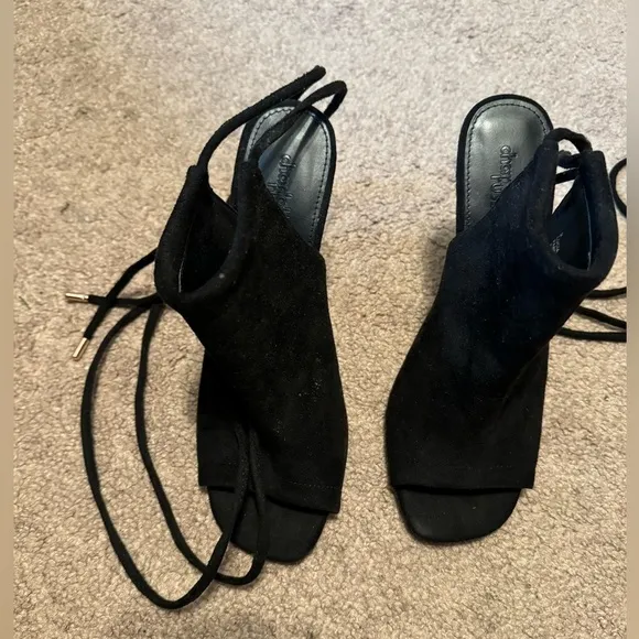 Charlotte Russe Black open toe ankle lace heels size 9