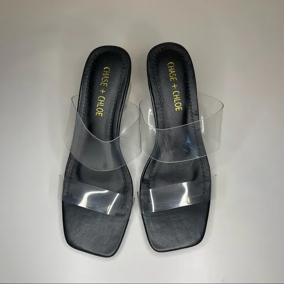 Chase   Chloe Levine-1 Clear Strap Block Heels