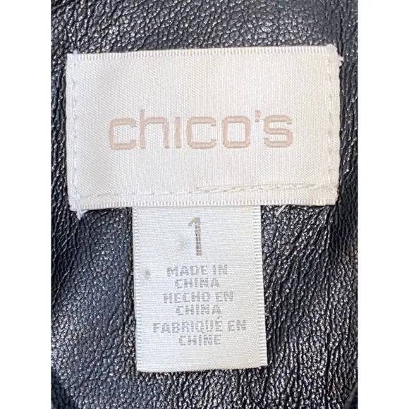 Chico's jacket women's Sz 1 Moto Black Red Floral Jacquard Faux Leather NEW