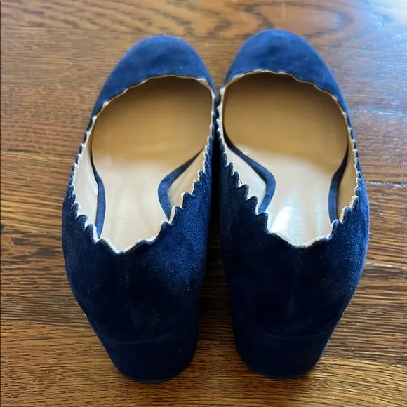 Chloe Blue Suede Scalloped Heels