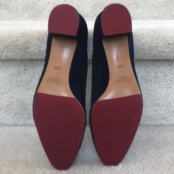 Chloe Navy Bridget Suede/Scallop Mesh