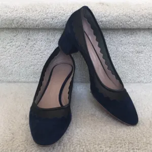 Chloe Navy Bridget Suede/Scallop Mesh