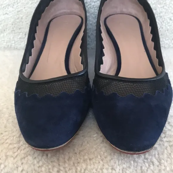 Chloe Navy Bridget Suede/Scallop Mesh
