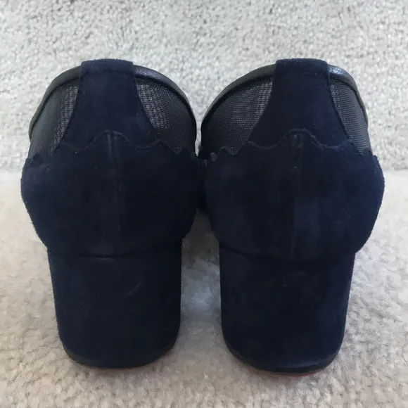 Chloe Navy Bridget Suede/Scallop Mesh