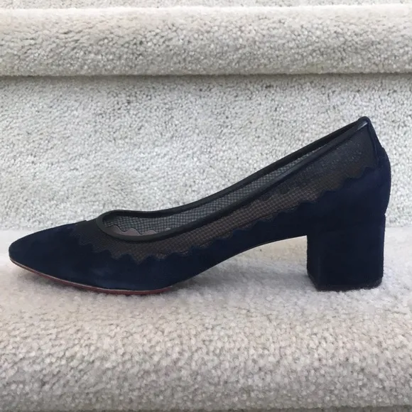 Chloe Navy Bridget Suede/Scallop Mesh