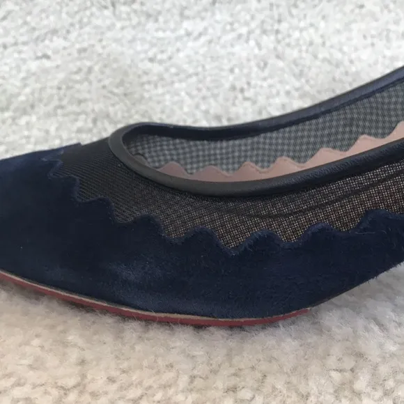 Chloe Navy Bridget Suede/Scallop Mesh