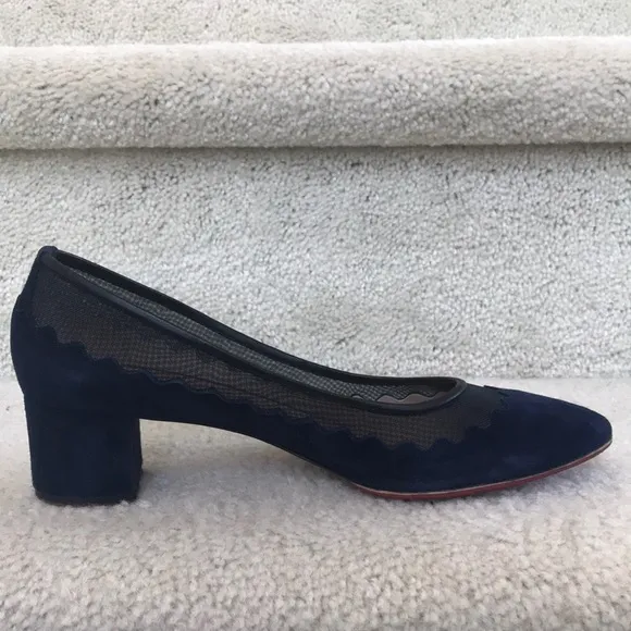 Chloe Navy Bridget Suede/Scallop Mesh