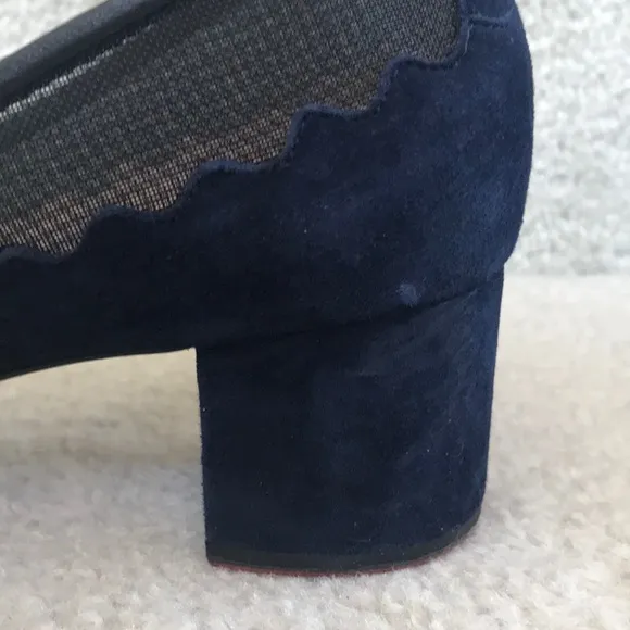 Chloe Navy Bridget Suede/Scallop Mesh