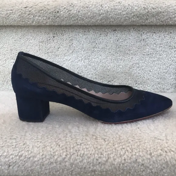 Chloe Navy Bridget Suede/Scallop Mesh