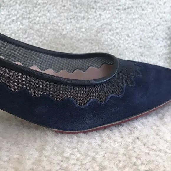 Chloe Navy Bridget Suede/Scallop Mesh
