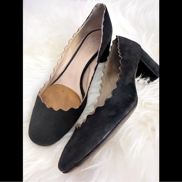 Chloe Scalloped Suede Heels Sz‎ 38