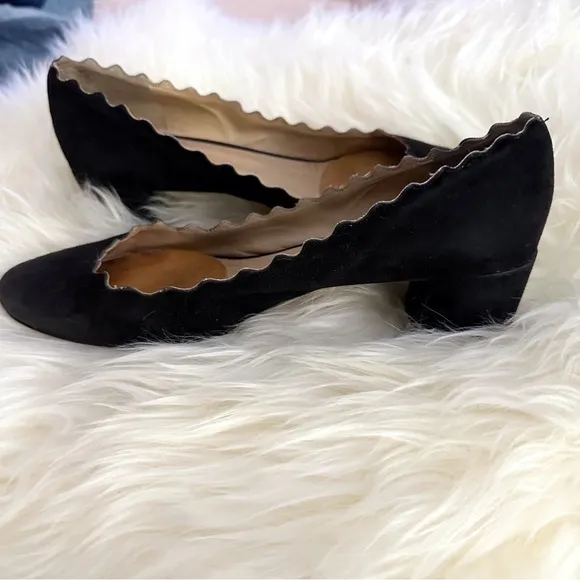 Chloe Scalloped Suede Heels Sz‎ 38