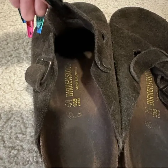 Chocolate Brown Boston Birkenstock clogs (worn condition)