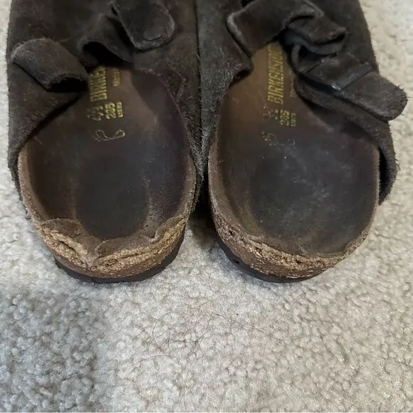 Chocolate Brown Boston Birkenstock clogs (worn condition)