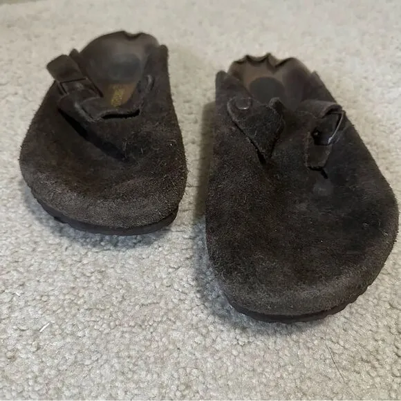 Chocolate Brown Boston Birkenstock clogs (worn condition)