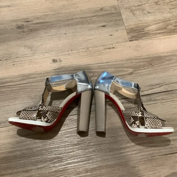 Christian Louboutin size 37 snakeskin chunky heels