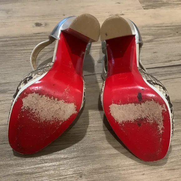 Christian Louboutin size 37 snakeskin chunky heels