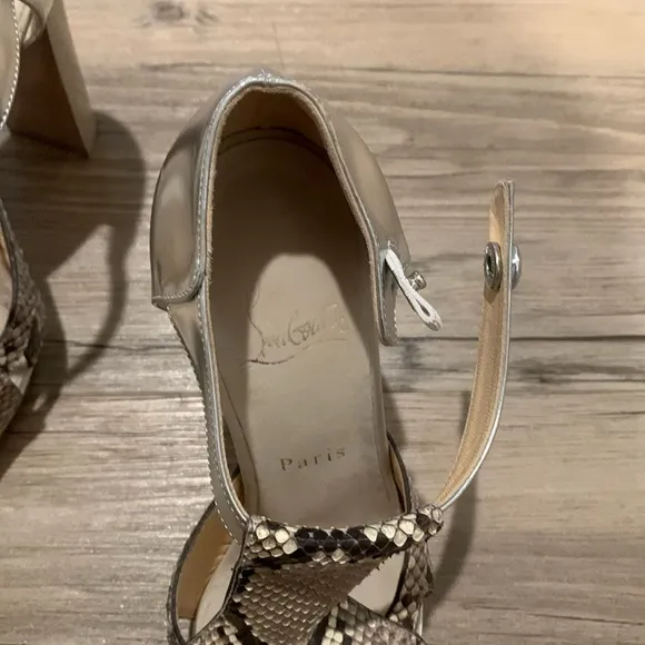 Christian Louboutin size 37 snakeskin chunky heels