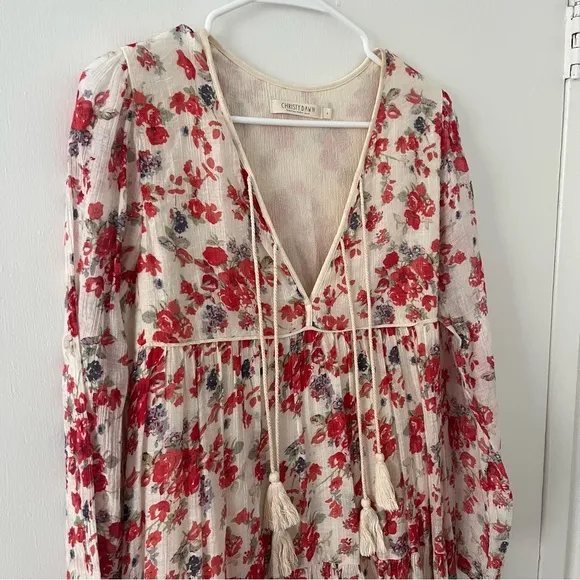 Christy Dawn Paloma Dress Long Sleeve small Floral Ivory Print
