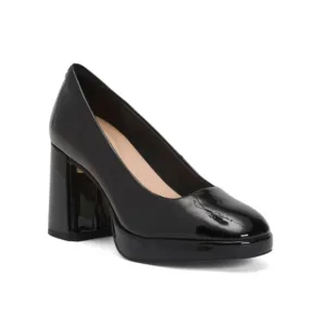 CLARKS Black Patent Leather Zoya Court Comfort Heels