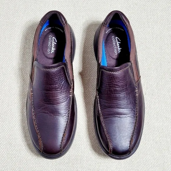 Clarks Bradley Brown Leather Slip-On Men's (10.5 Wide)