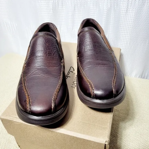Clarks Bradley Brown Leather Slip-On Men's (10.5 Wide)
