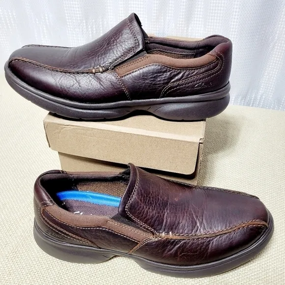 Clarks Bradley Brown Leather Slip-On Men's (10.5 Wide)
