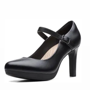 Clarks Collection Ambyr Mary Jane Shine Black Leather Platform Pumps Heels