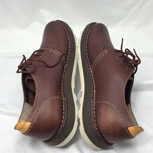 CLARK'S DARBLE WALK CHOCO BROWN LEATHER OXFORDS LACE UPS MENS 11 IN GUC ELEGANT