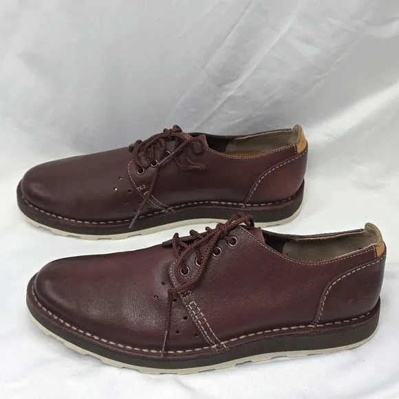CLARK'S DARBLE WALK CHOCO BROWN LEATHER OXFORDS LACE UPS MENS 11 IN GUC ELEGANT