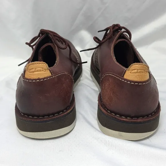 CLARK'S DARBLE WALK CHOCO BROWN LEATHER OXFORDS LACE UPS MENS 11 IN GUC ELEGANT