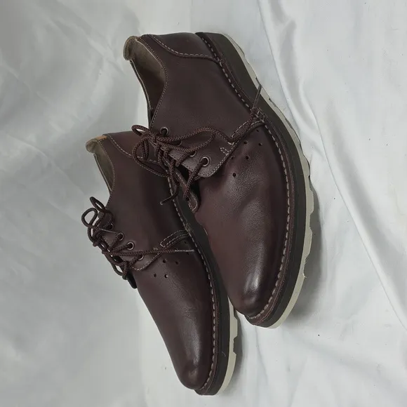 CLARK'S DARBLE WALK CHOCO BROWN LEATHER OXFORDS LACE UPS MENS 11 IN GUC ELEGANT