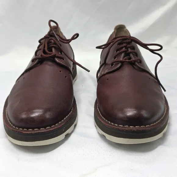 CLARK'S DARBLE WALK CHOCO BROWN LEATHER OXFORDS LACE UPS MENS 11 IN GUC ELEGANT