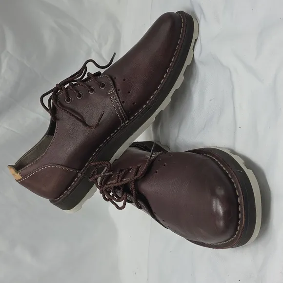 CLARK'S DARBLE WALK CHOCO BROWN LEATHER OXFORDS LACE UPS MENS 11 IN GUC ELEGANT