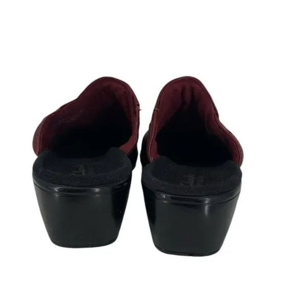 Clarks May Rosebud Slip On Clog Leather Burguny Red Size 8M Comfort Lagenlook