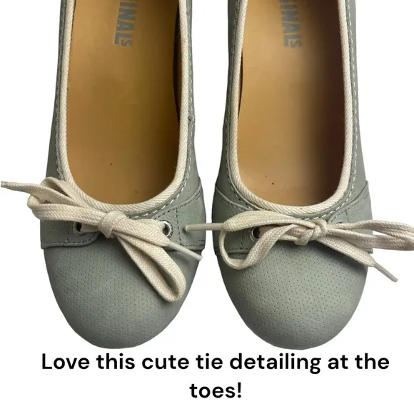 Clarks Originals Lt. Green Canvas Wedge Platform Espadrille w/Tie Detail Sz 10 M