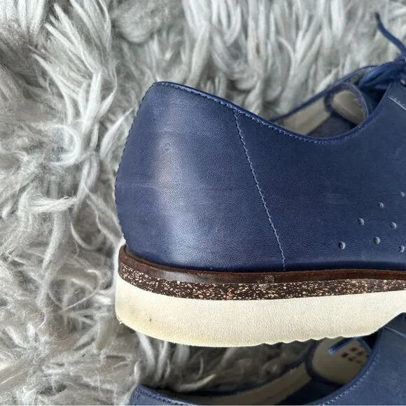Clarks Tulik Edge navy blue leather lace up oxfords men’s shoe size 10.5