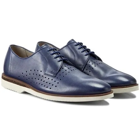 Clarks Tulik Edge navy blue leather lace up oxfords men’s shoe size 10.5