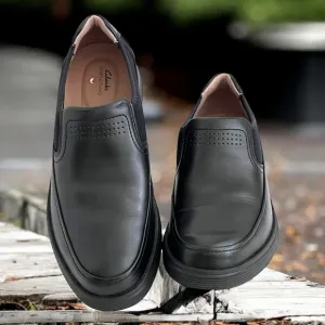 Clarks Unstructured Men's Black Leather Slip-On‎ Shoes