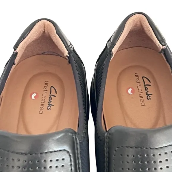 Clarks Unstructured Men's Black Leather Slip-On‎ Shoes