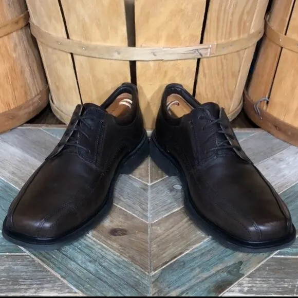 Clarks Unstructured Un Kenneth Way Dark Brown Leather Oxfords Mens Size 9.5 WIDE