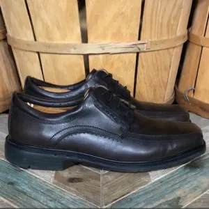 Clarks Unstructured Un Kenneth Way Dark Brown Leather Oxfords Mens Size 9.5 WIDE