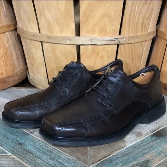 Clarks Unstructured Un Kenneth Way Dark Brown Leather Oxfords Mens Size 9.5 WIDE