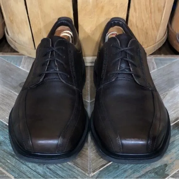 Clarks Unstructured Un Kenneth Way Dark Brown Leather Oxfords Mens Size 9.5 WIDE