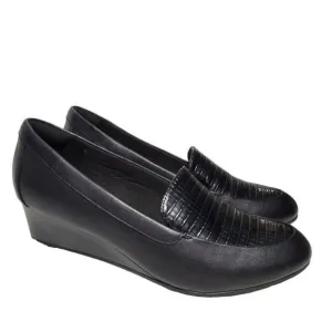 Clarks Wedge Heels Women Size 8.5 M Mallory Pearl Black Shoes Ortholite Footbed