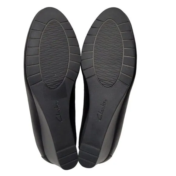 Clarks Wedge Heels Women Size 8.5 M Mallory Pearl Black Shoes Ortholite Footbed
