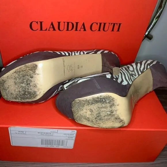 Claudia Ciuti platform animal suede heels
