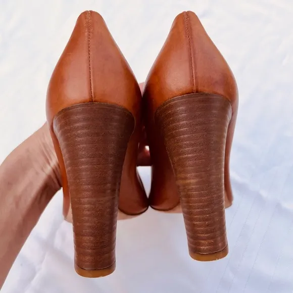 Club Monaco Leather Pointed Toe Block Heels 36.5