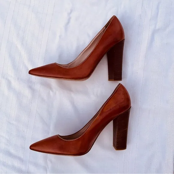 Club Monaco Leather Pointed Toe Block Heels 36.5