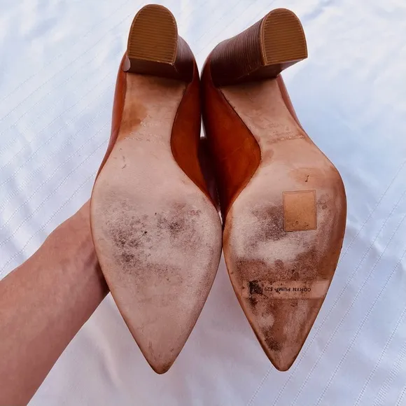 Club Monaco Leather Pointed Toe Block Heels 36.5